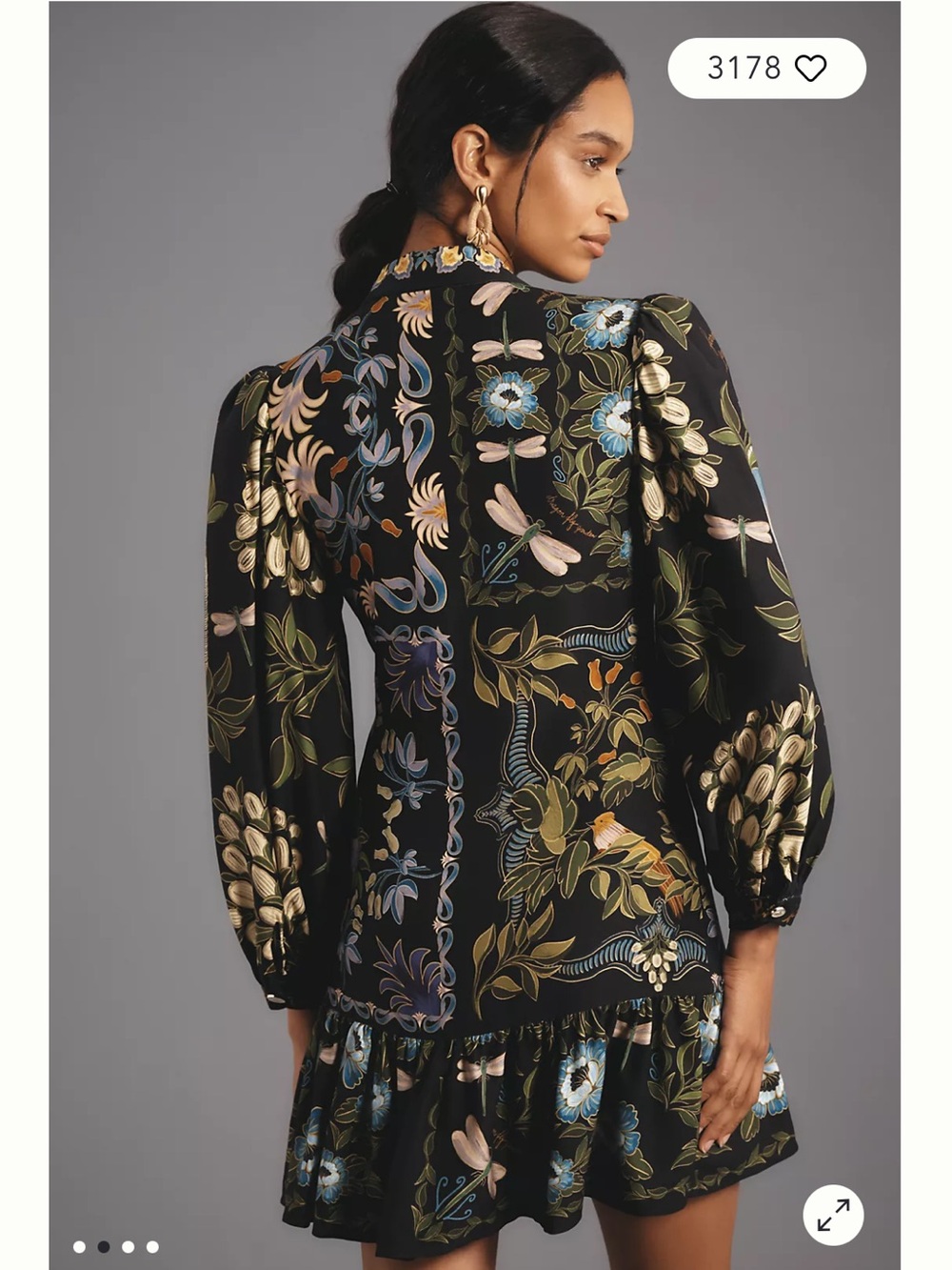 FARM Rio Black Mini Dress with Colorful Floral Embroidery - Picture 2 of 8